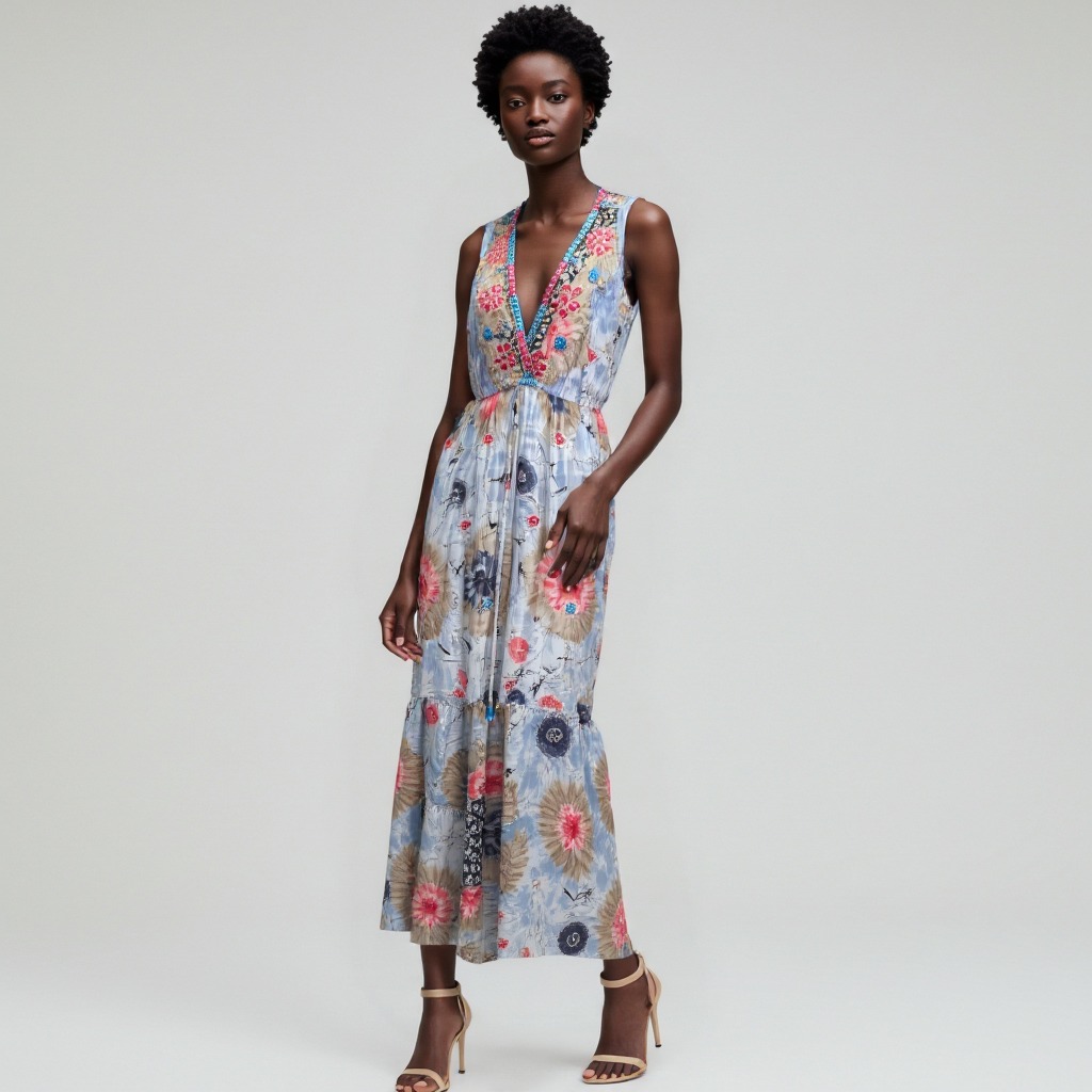 Vestido longo estampado