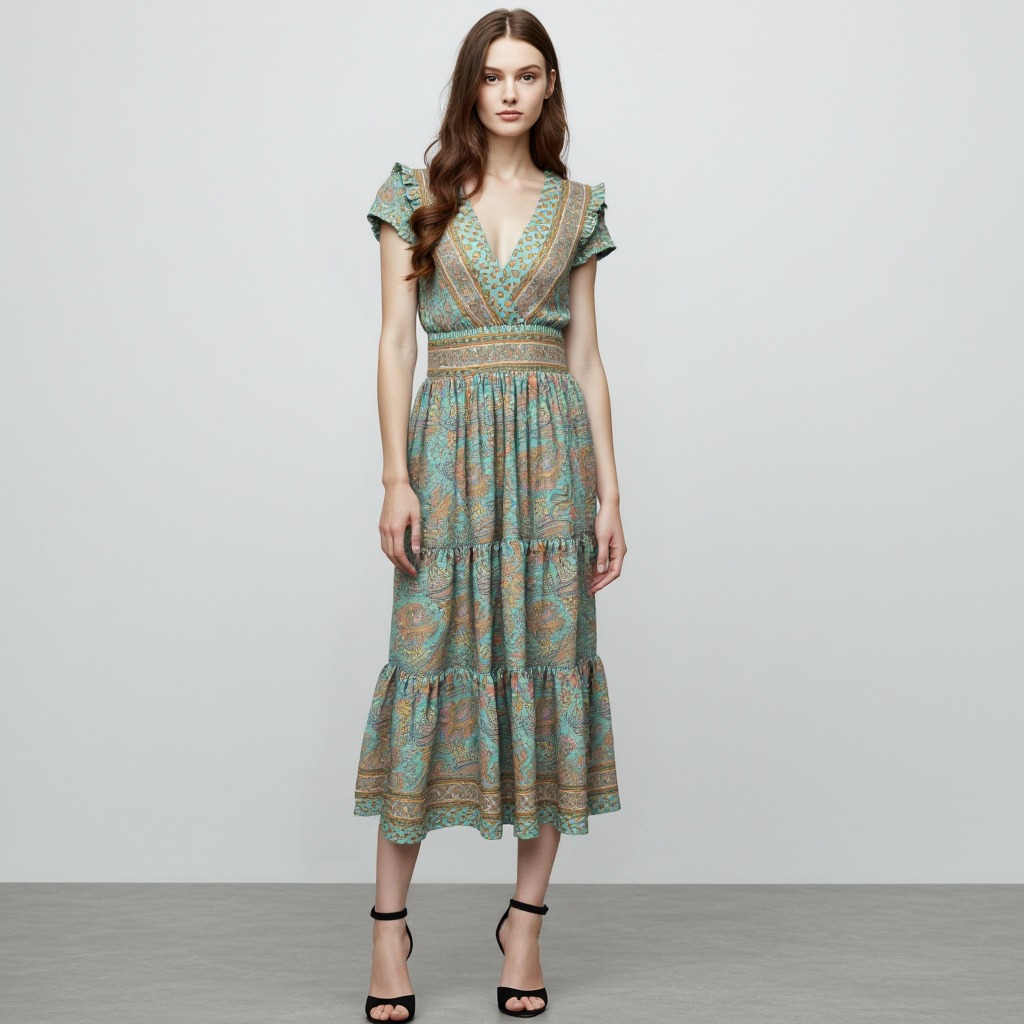 Vestido estampado midi