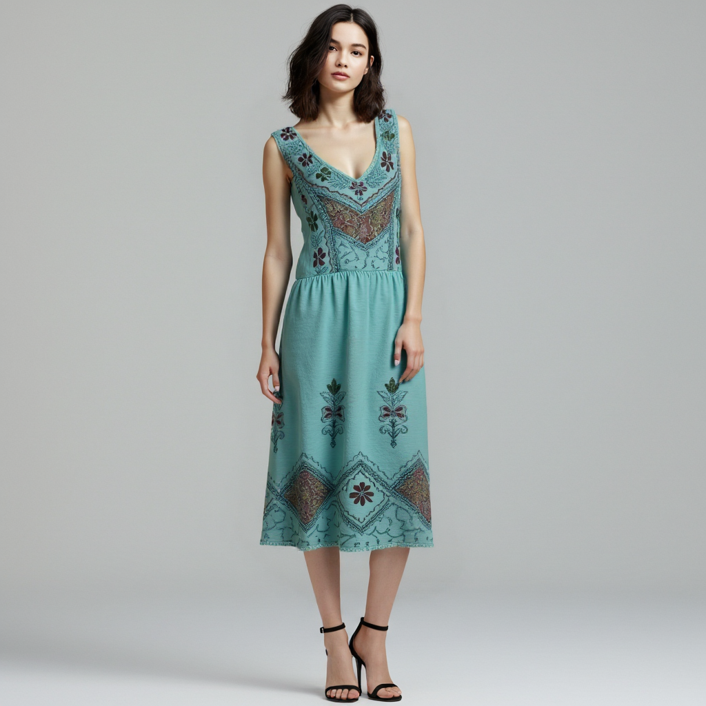 Vestido estampado verde