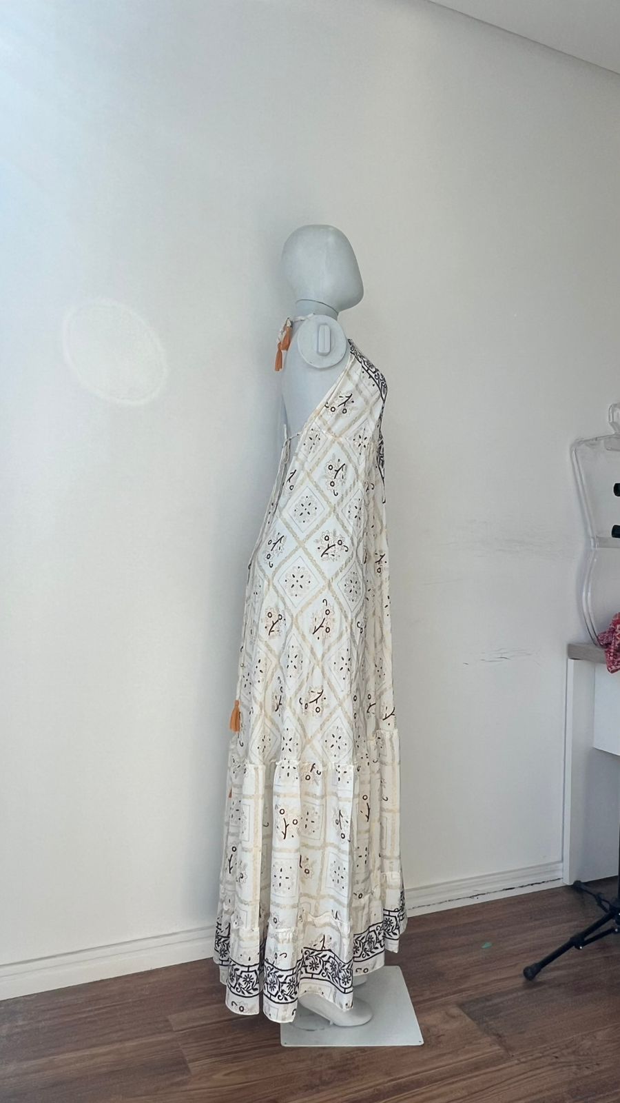 Vestido Longo Frente Única Diamond Cream
