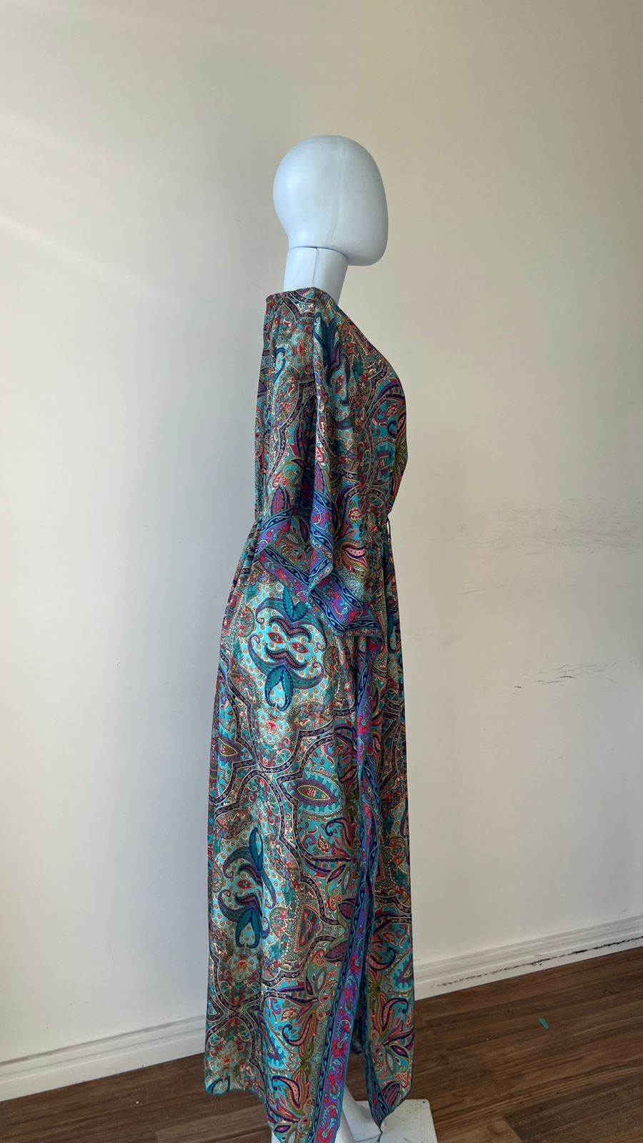 Kaftan Longo Teal Paisley Bliss