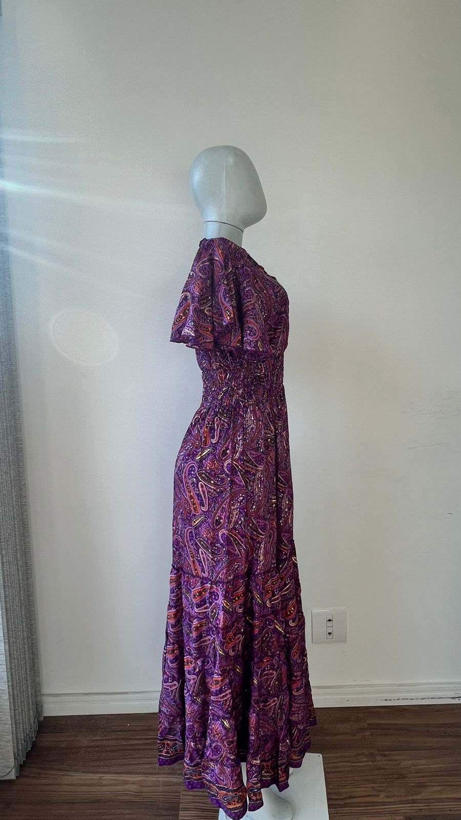 Vestido Indiano Midi Estampa Pavão