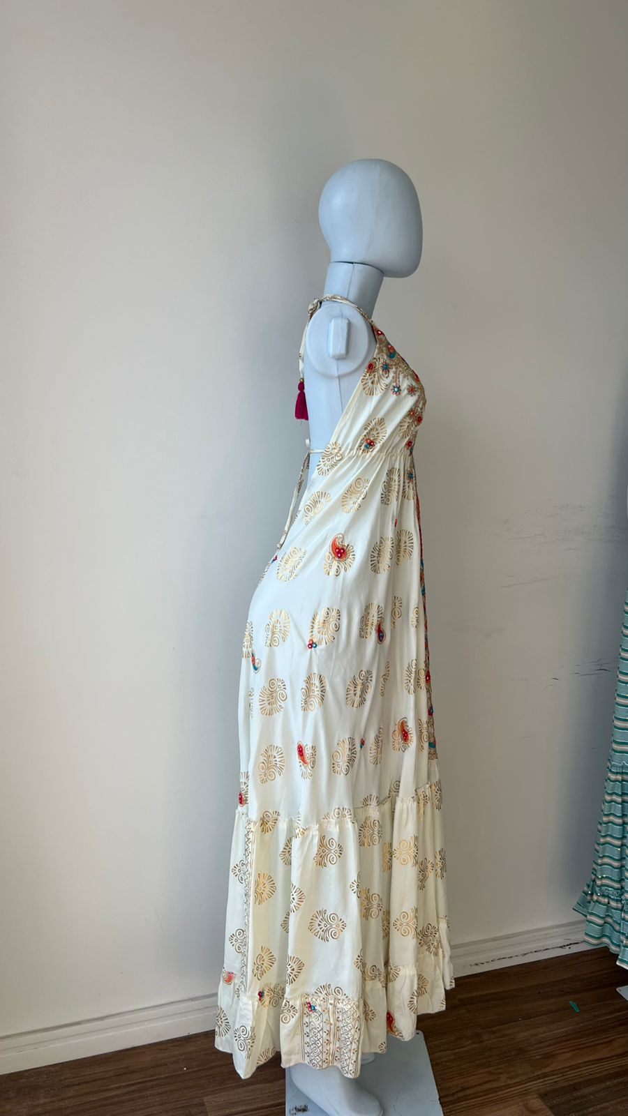Vestido Indiano Midi Pavão Real Turquesa