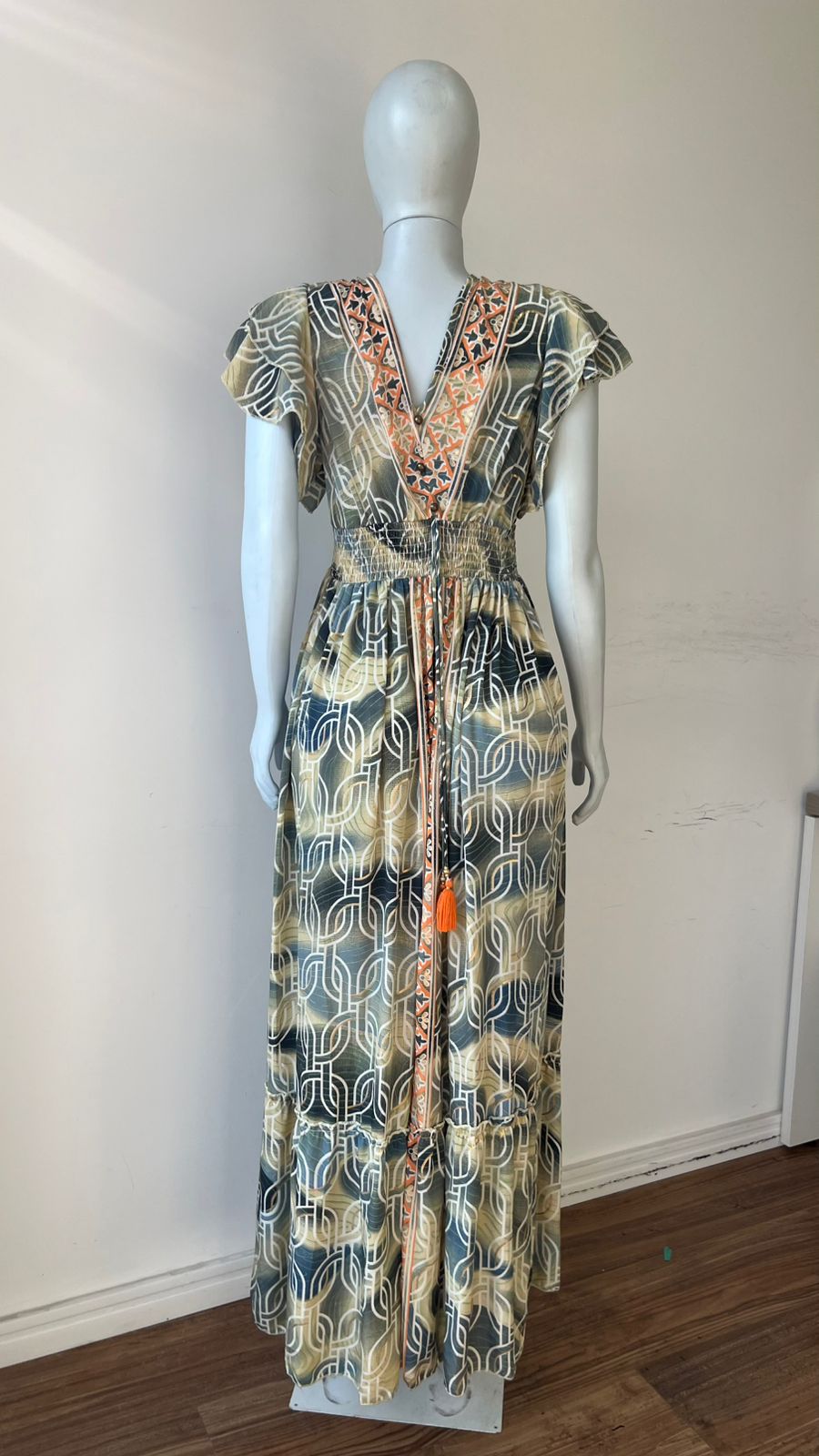 Vestido Longo Geometric Tassel