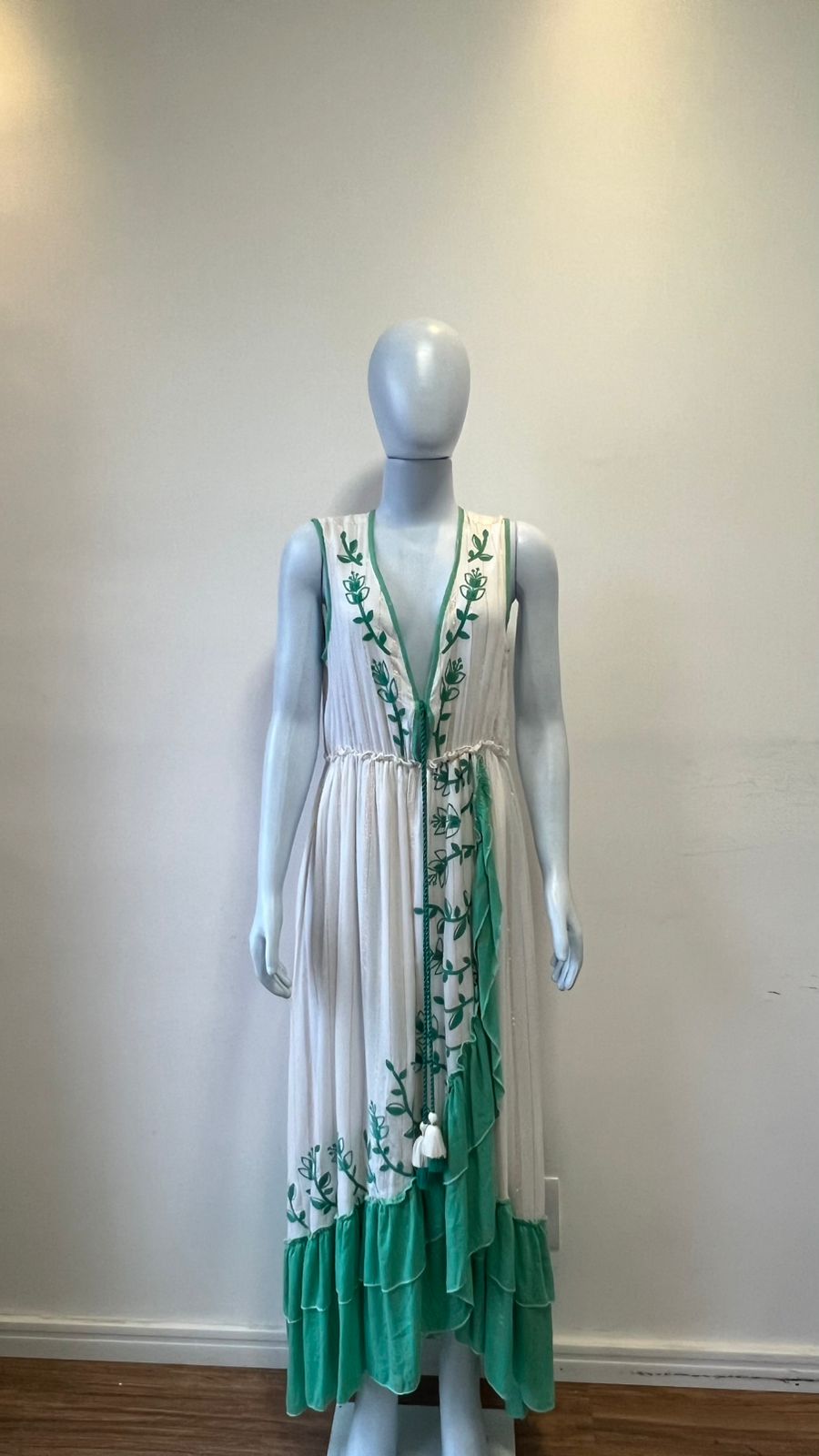 Vestido Indiano Midi Verde Esmeralda