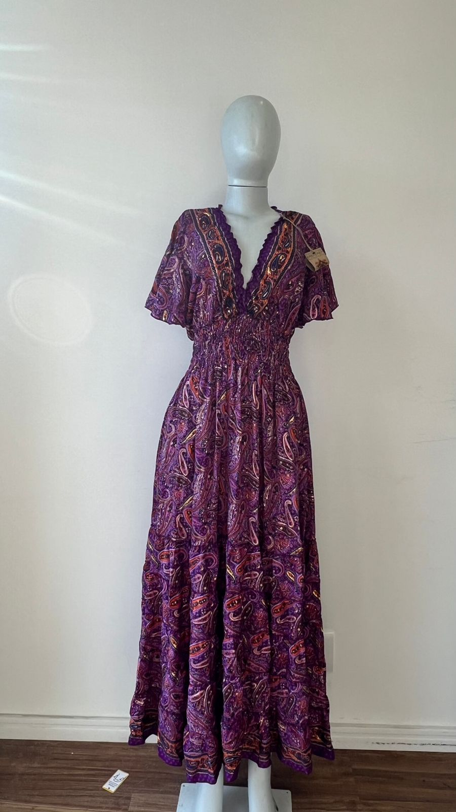 Vestido Indiano Midi Estampa Pavão