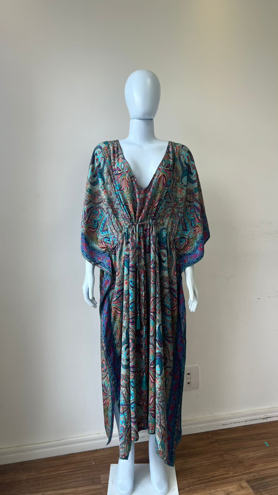 Kaftan Longo Teal Paisley Bliss