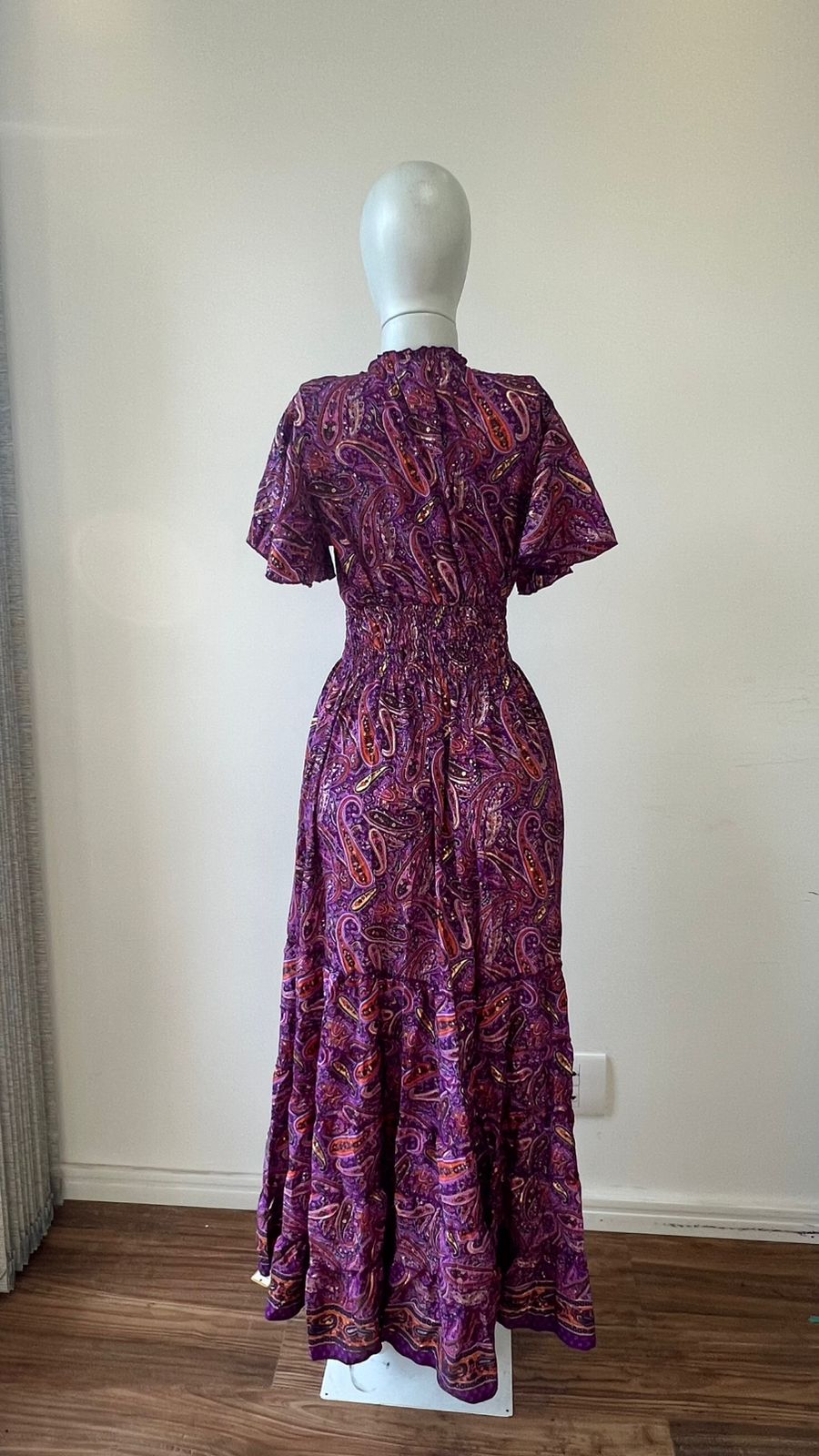 Vestido Indiano Midi Estampa Pavão