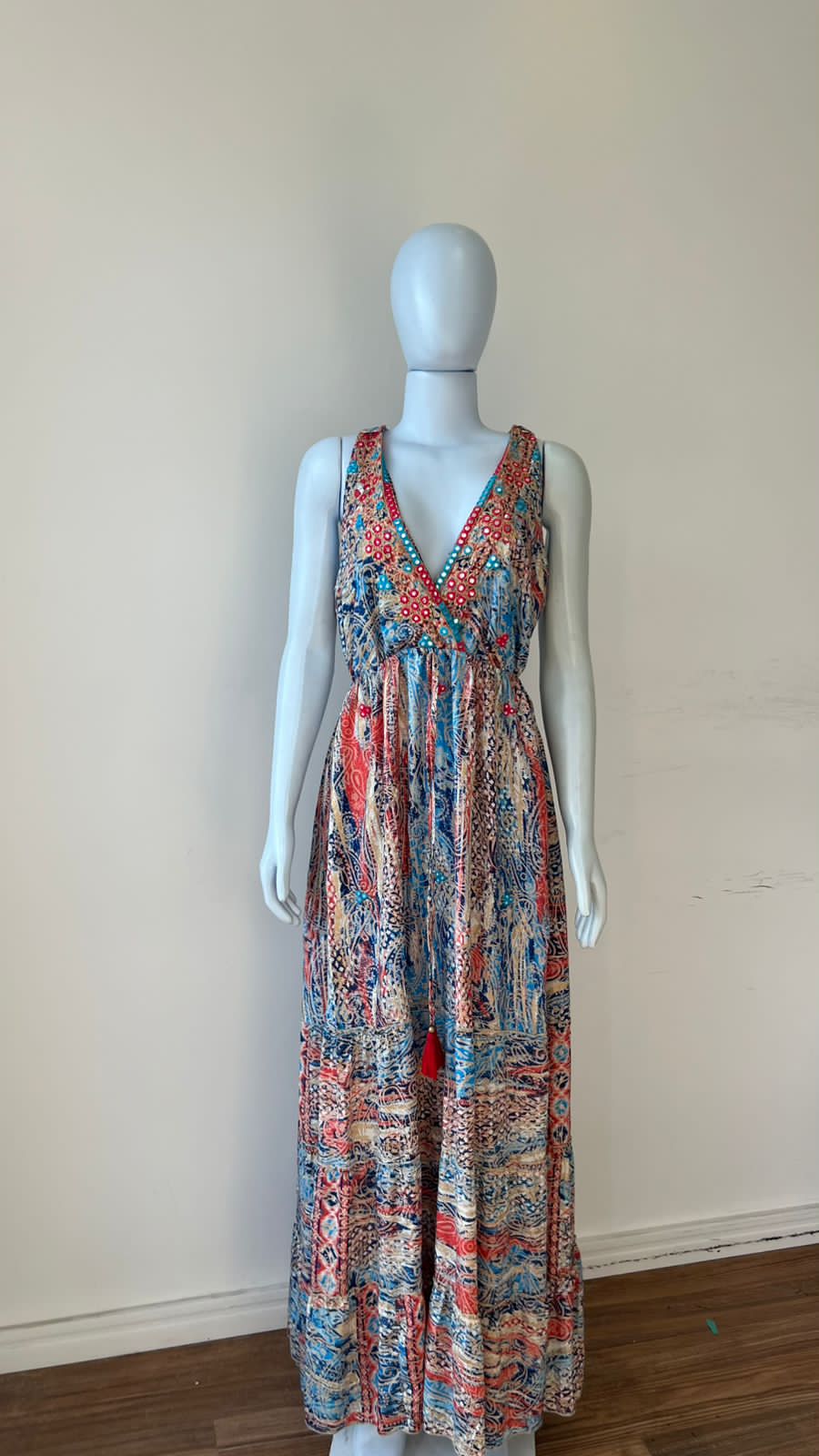 Vestido Longo Paisley Azure Sunset