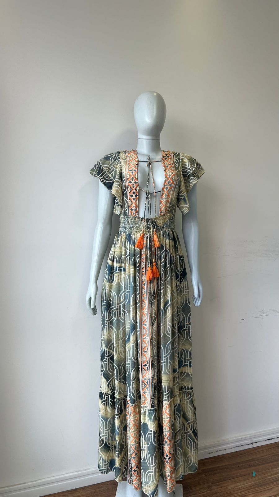 Vestido Longo Geometric Tassel