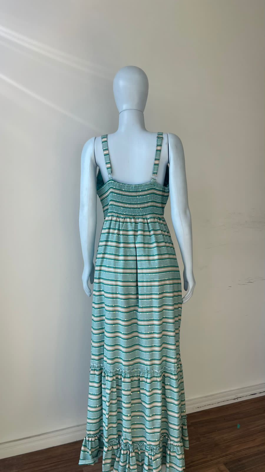 Vestido Longo Listrado Mint Crochet
