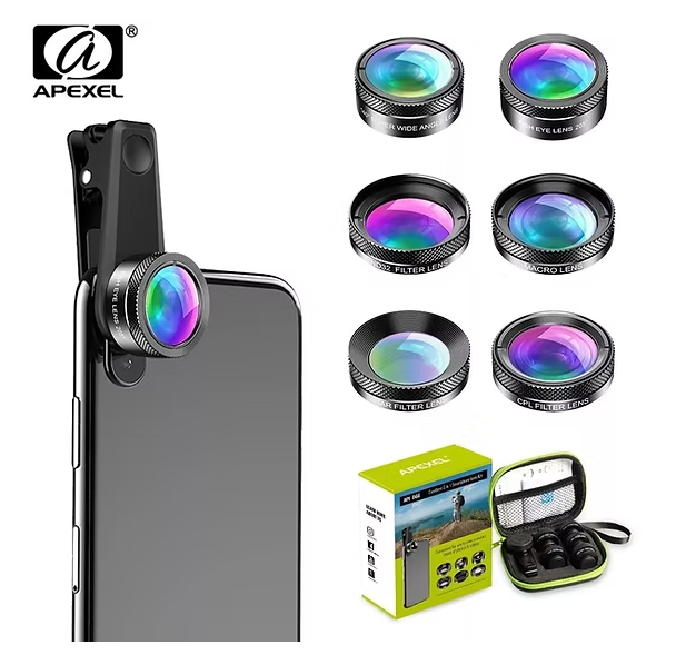 Apexel Kit de lente de cámara de teléfono 6 en 1