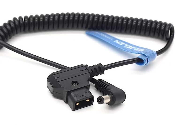 Cable en espiral de alimentación en ángulo recto