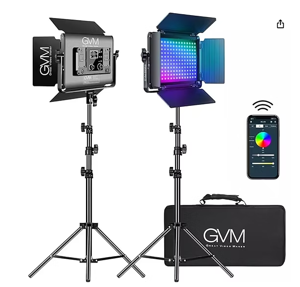 GVM - Luz de video LED RGB con kits de iluminación, panel de luz LED 680RS 50W