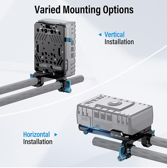 Sirui Placa de batería de montaje en V con abrazaderas dobles de varilla