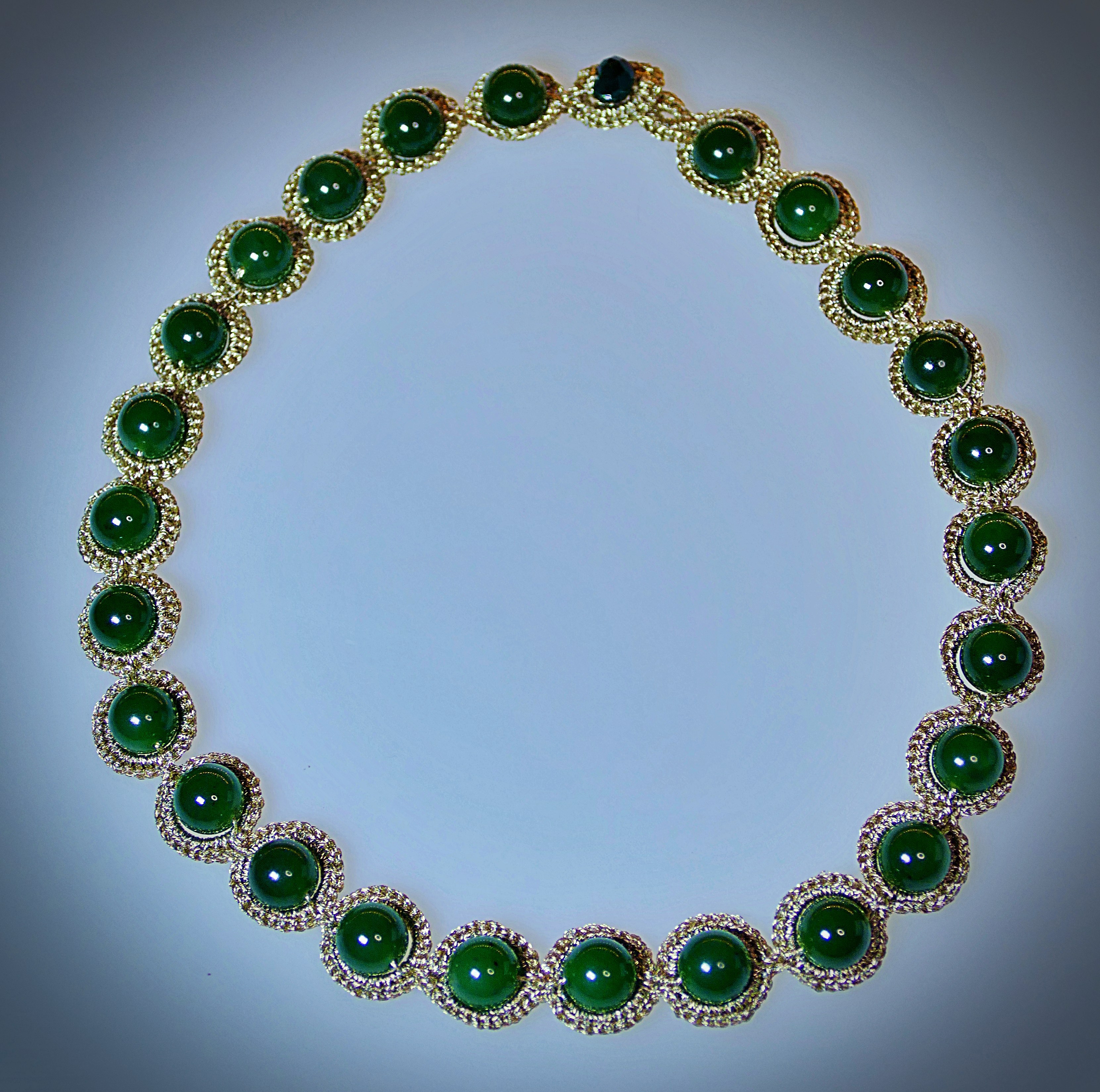 Collar de jade su anillo tejidos de crochet