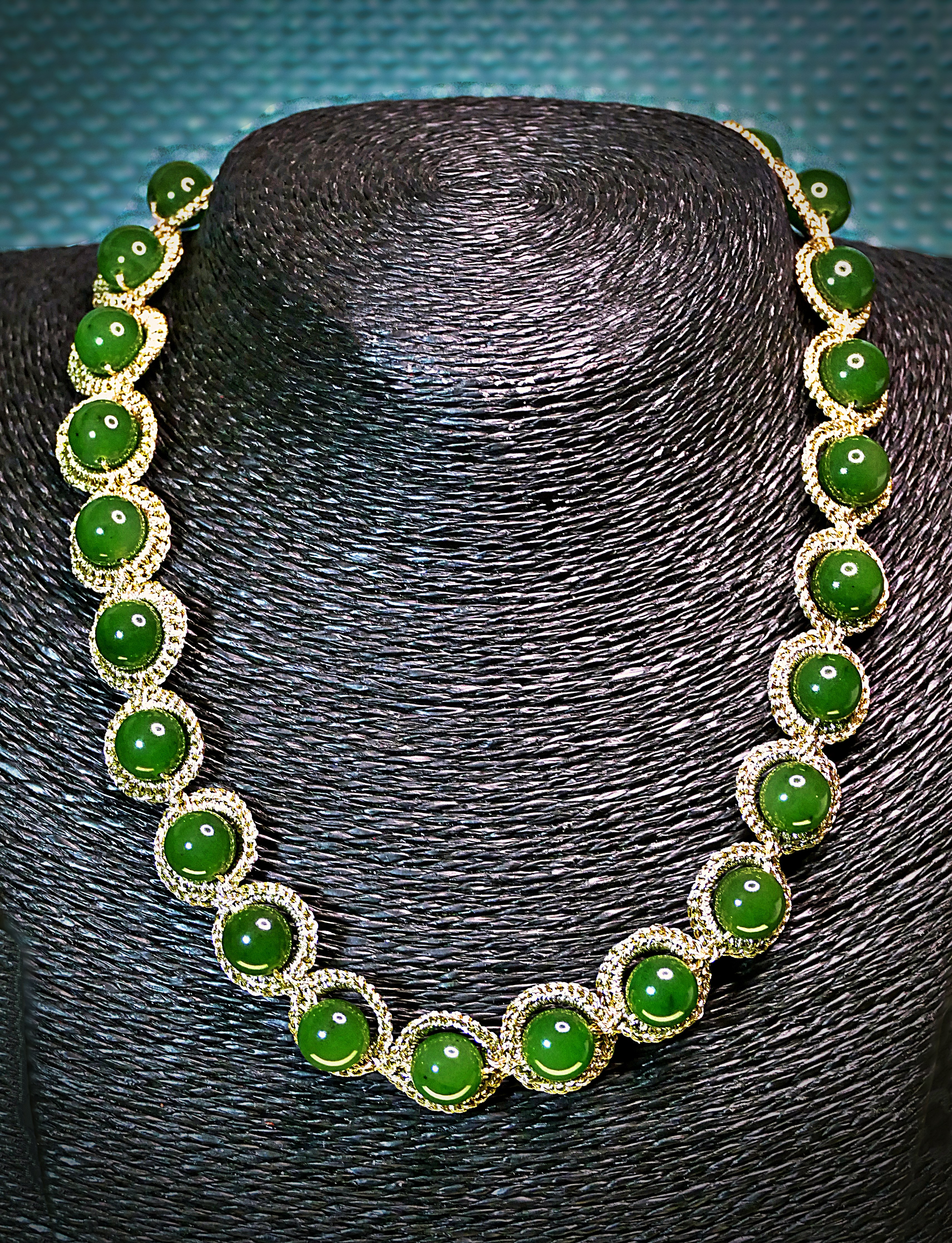 Collar de jade su anillo tejidos de crochet