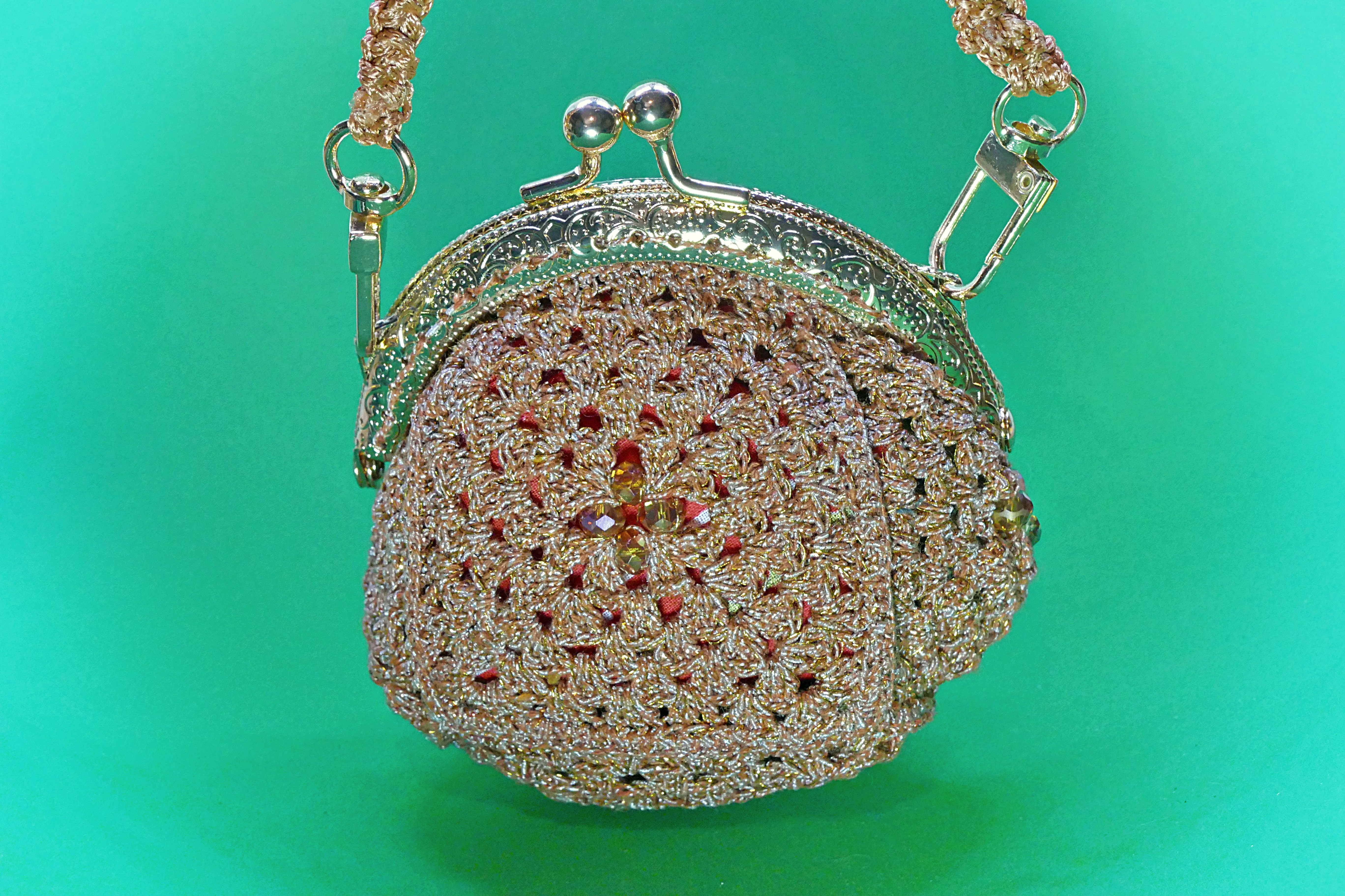 Bolso monedero de crochet tejido a mano