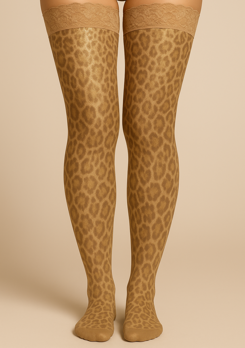 Leopard Print Thigh High Stockings