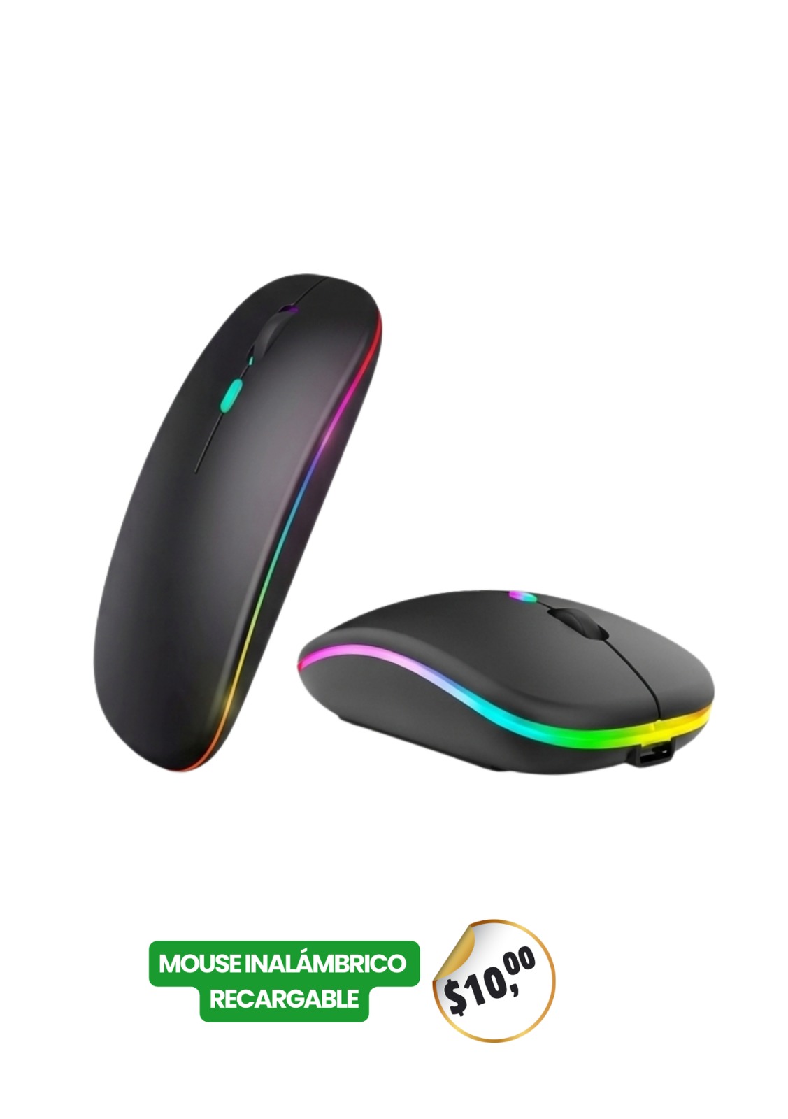 Mouse inalámbrico recargable RGB