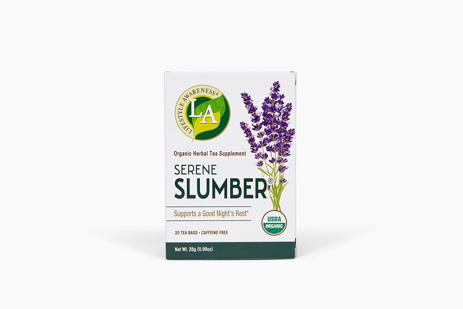 Lifestyle Awareness Serene Slumber Tea with Soothing Lavender, Caffeine-Free , 20 Tea Bags