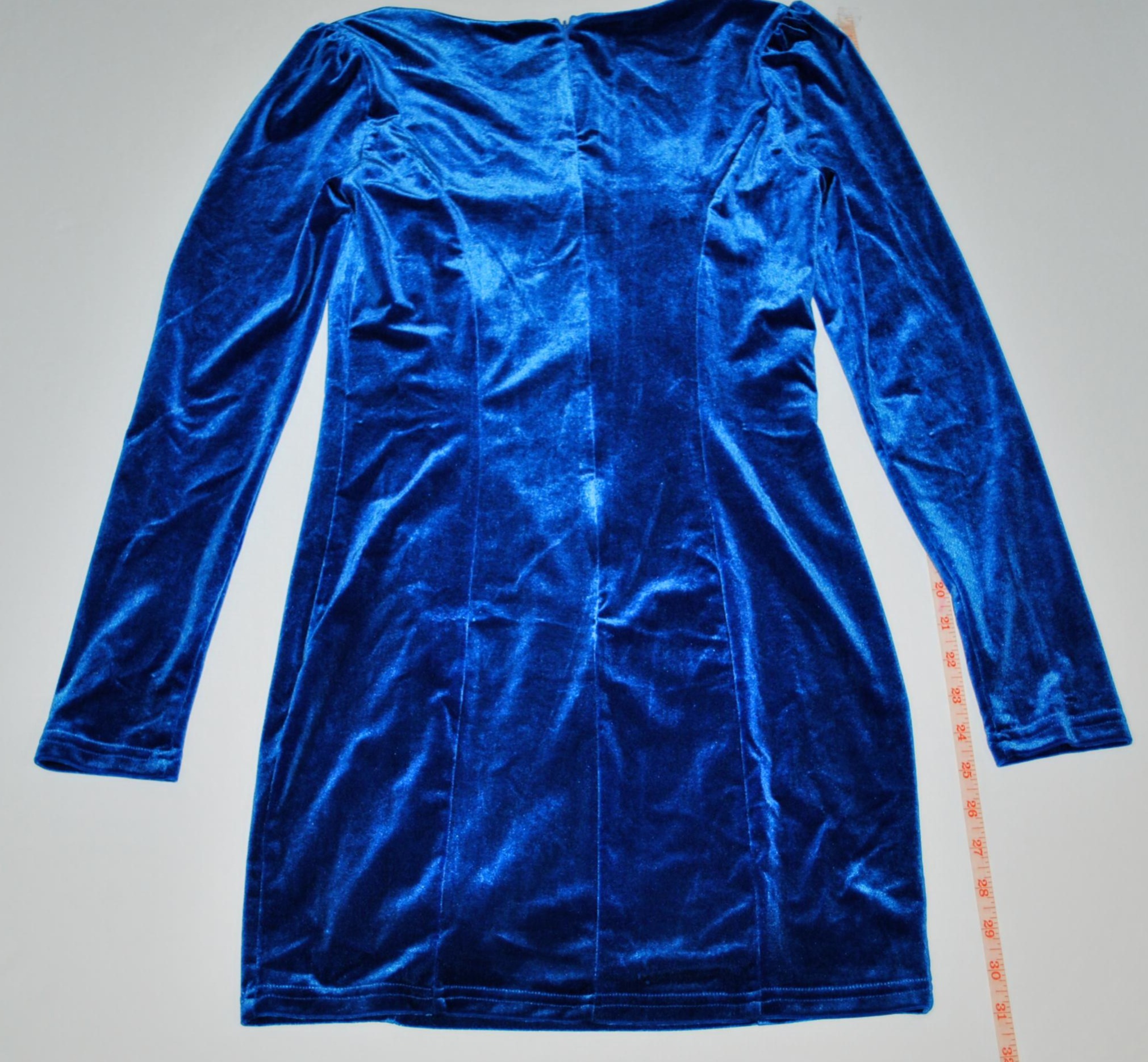 SUPERDOWN Blue Velvet Long Sleeve Dress