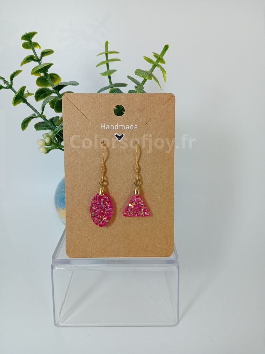 Boucles d’oreilles Roses à Paillettes