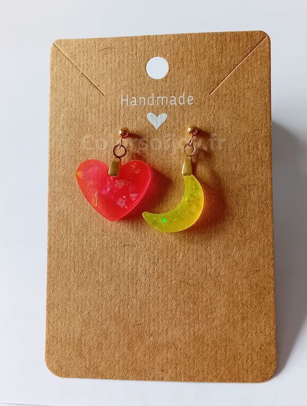 Boucles d’oreilles Roses et Jaunes à Paillettes