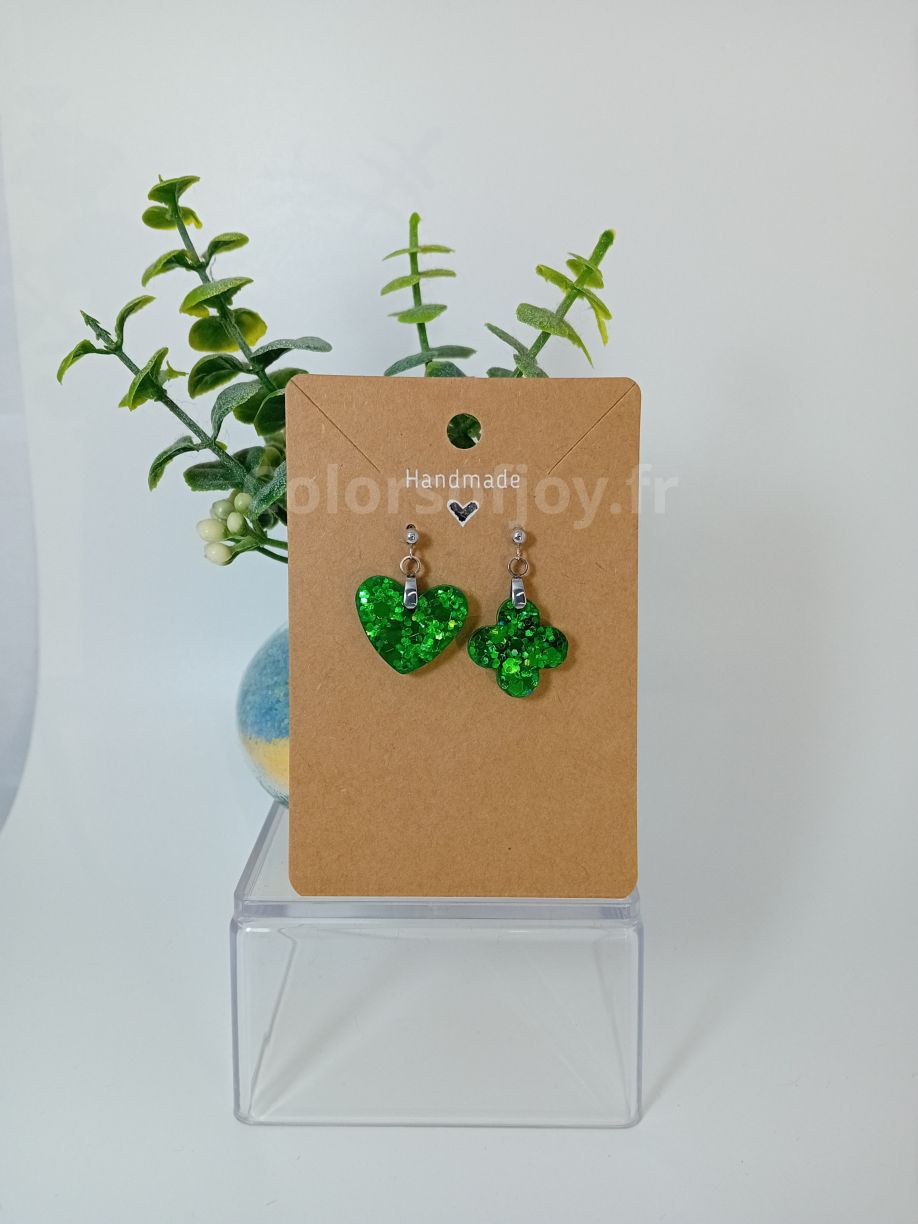Boucles d’oreilles Vertes à Paillettes