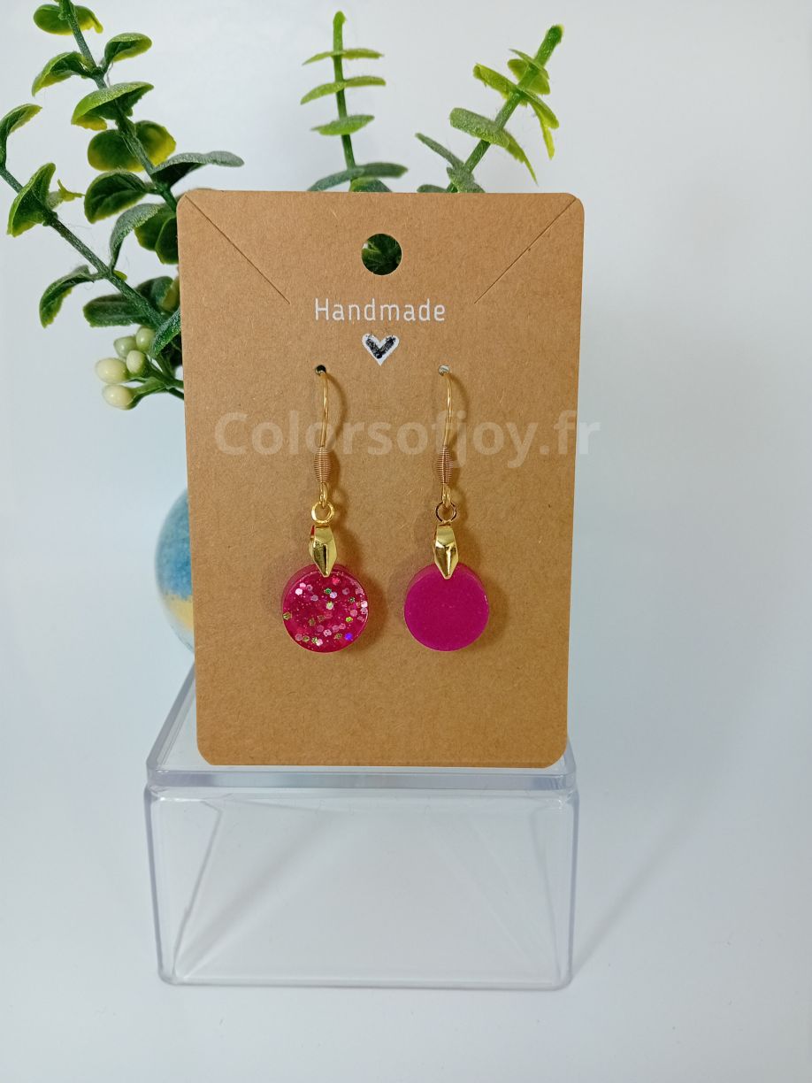 Boucles d’oreilles Roses à Paillettes