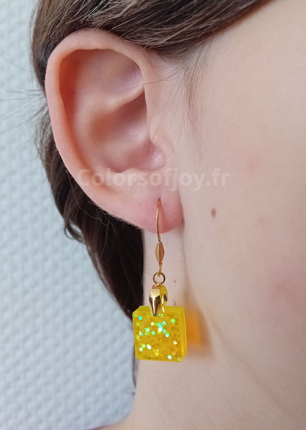 Boucles d’oreilles Jaunes à Paillettes