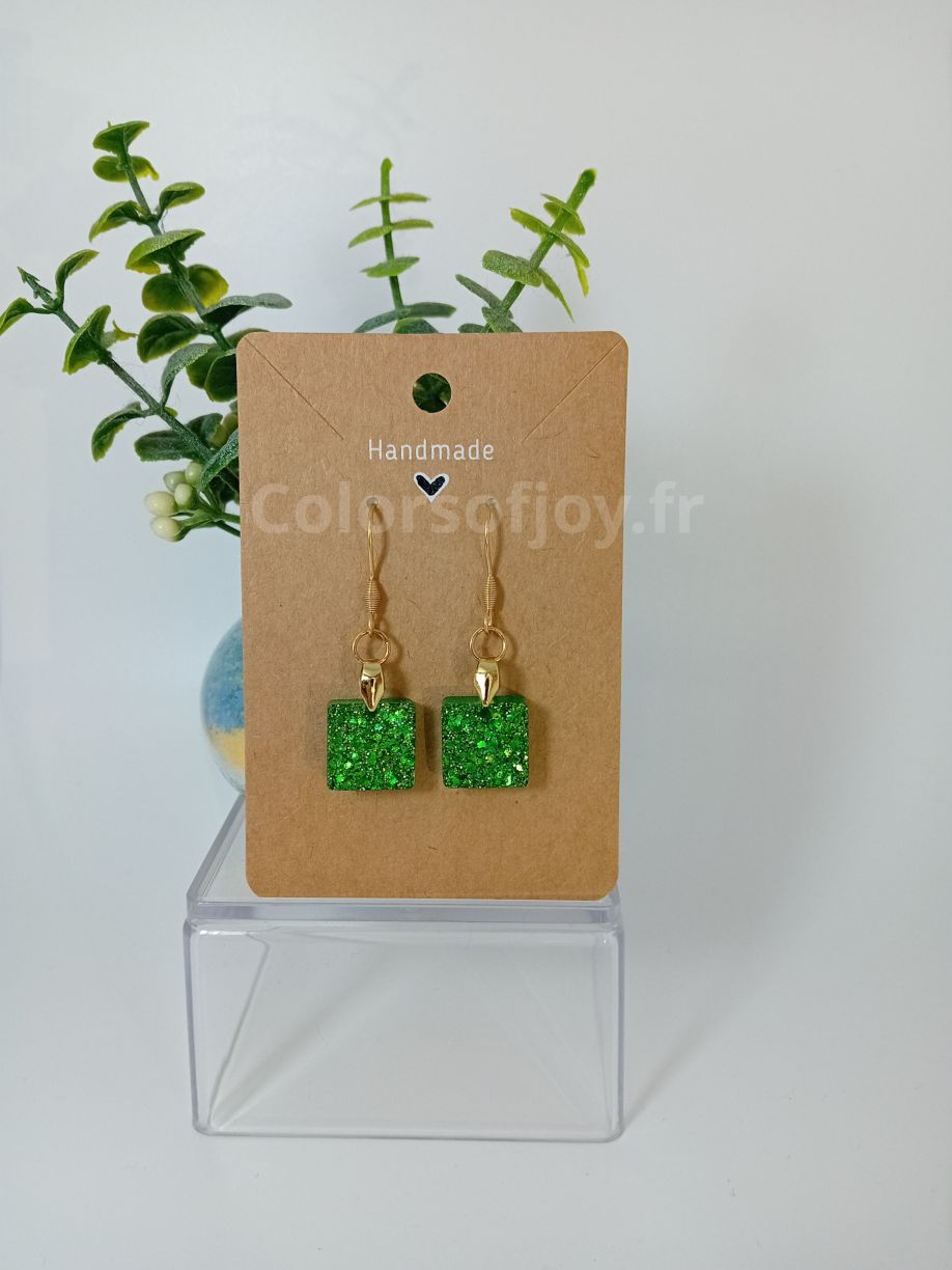 Boucles d’oreilles Vertes à Paillettes