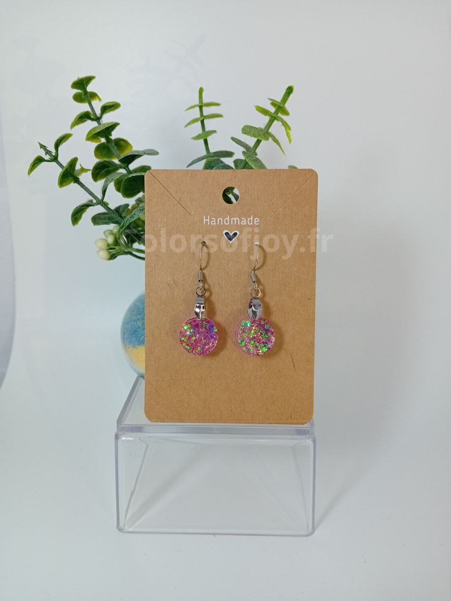 Boucles d’oreilles Violettes à Paillettes