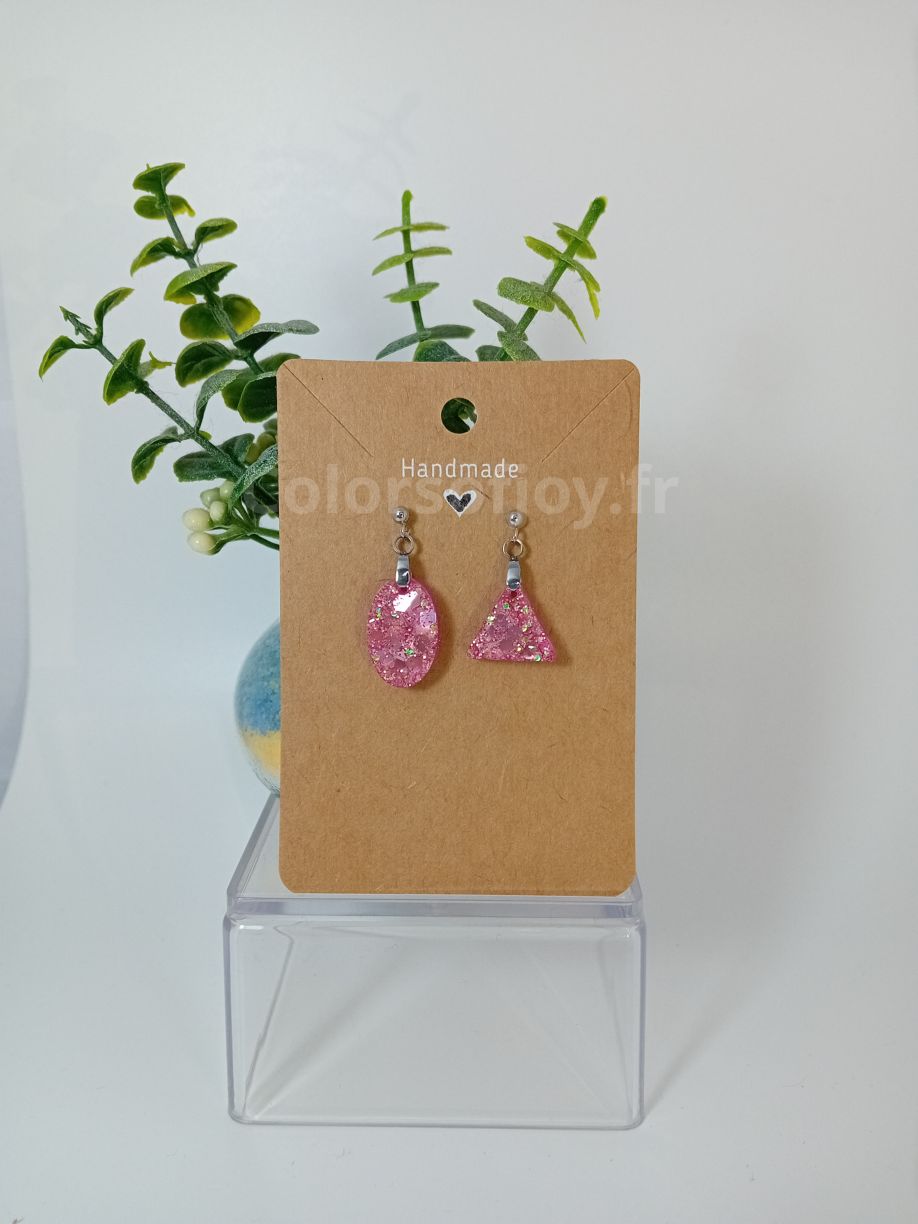 Boucles d’oreilles Roses à Paillettes