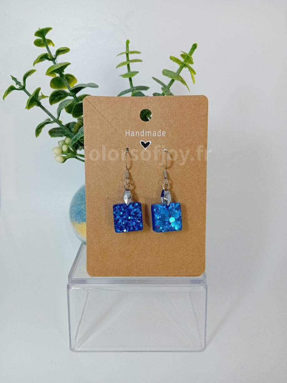 Boucles d’oreilles Bleues à Paillettes