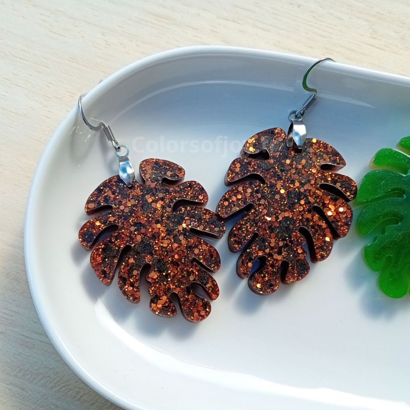 Boucles d’oreilles Marrons à Paillettes