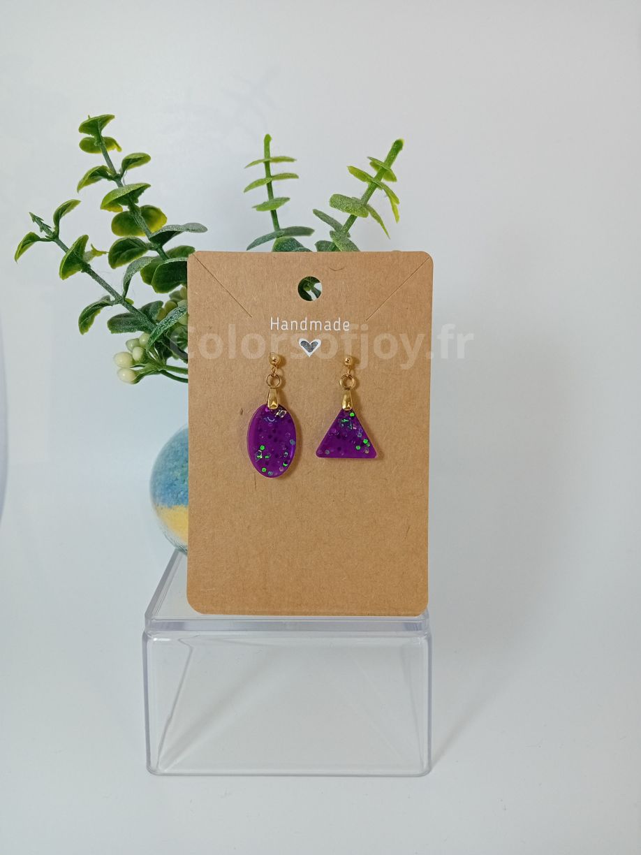 Boucles d’oreilles Violettes à Paillettes