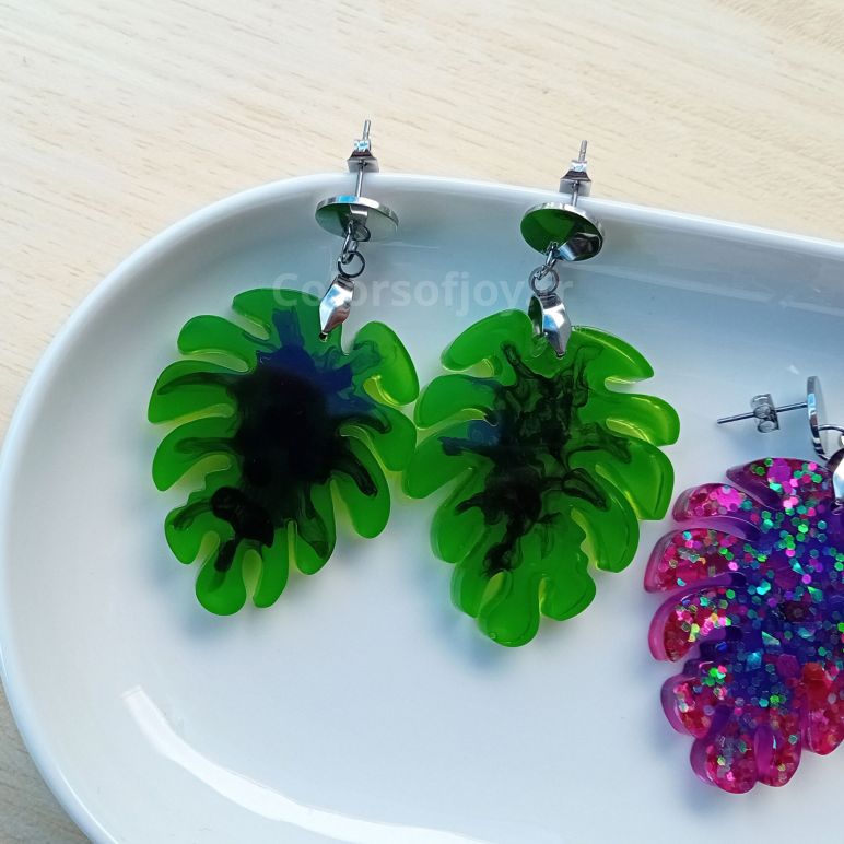 Boucles d’oreilles Vertes et Noires à Paillettes