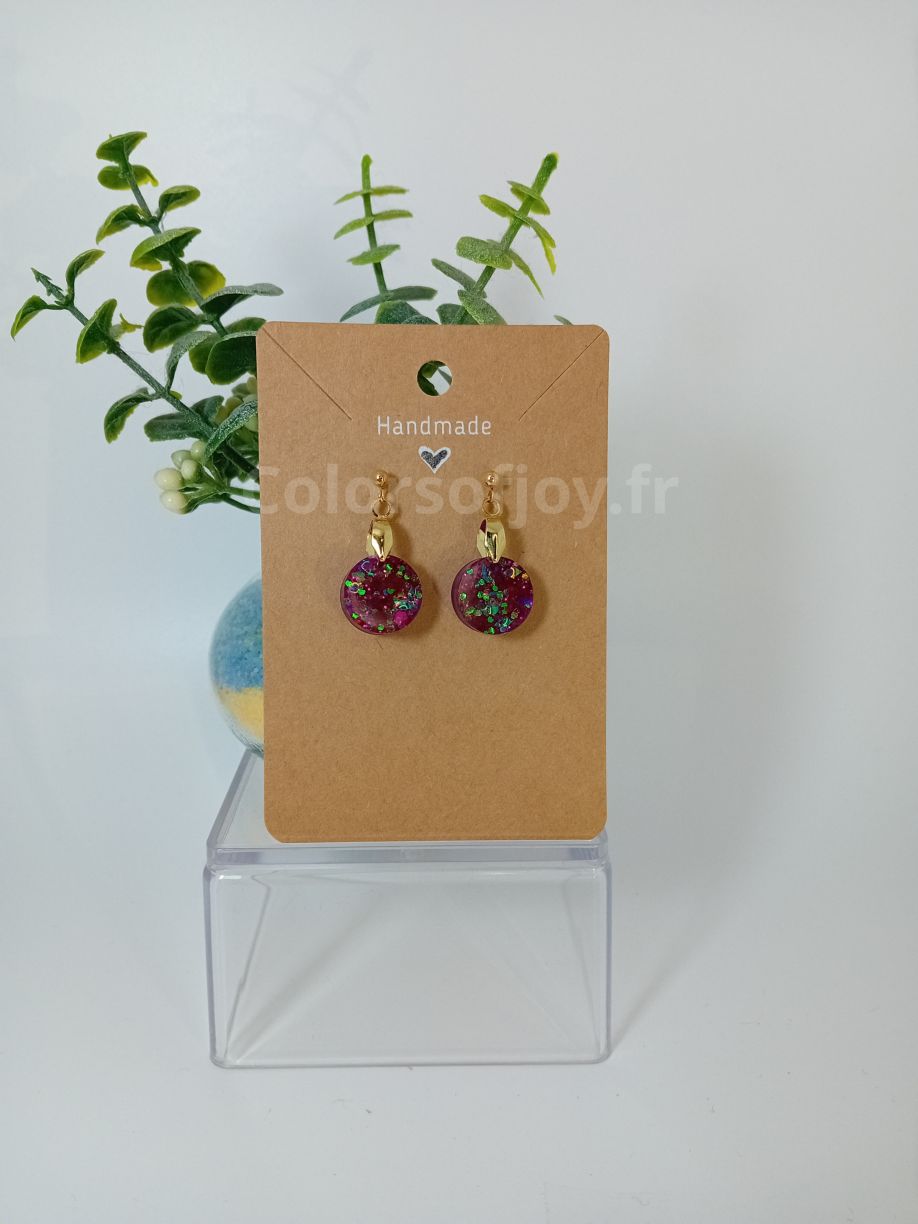 Boucles d’oreilles Violettes à Paillettes
