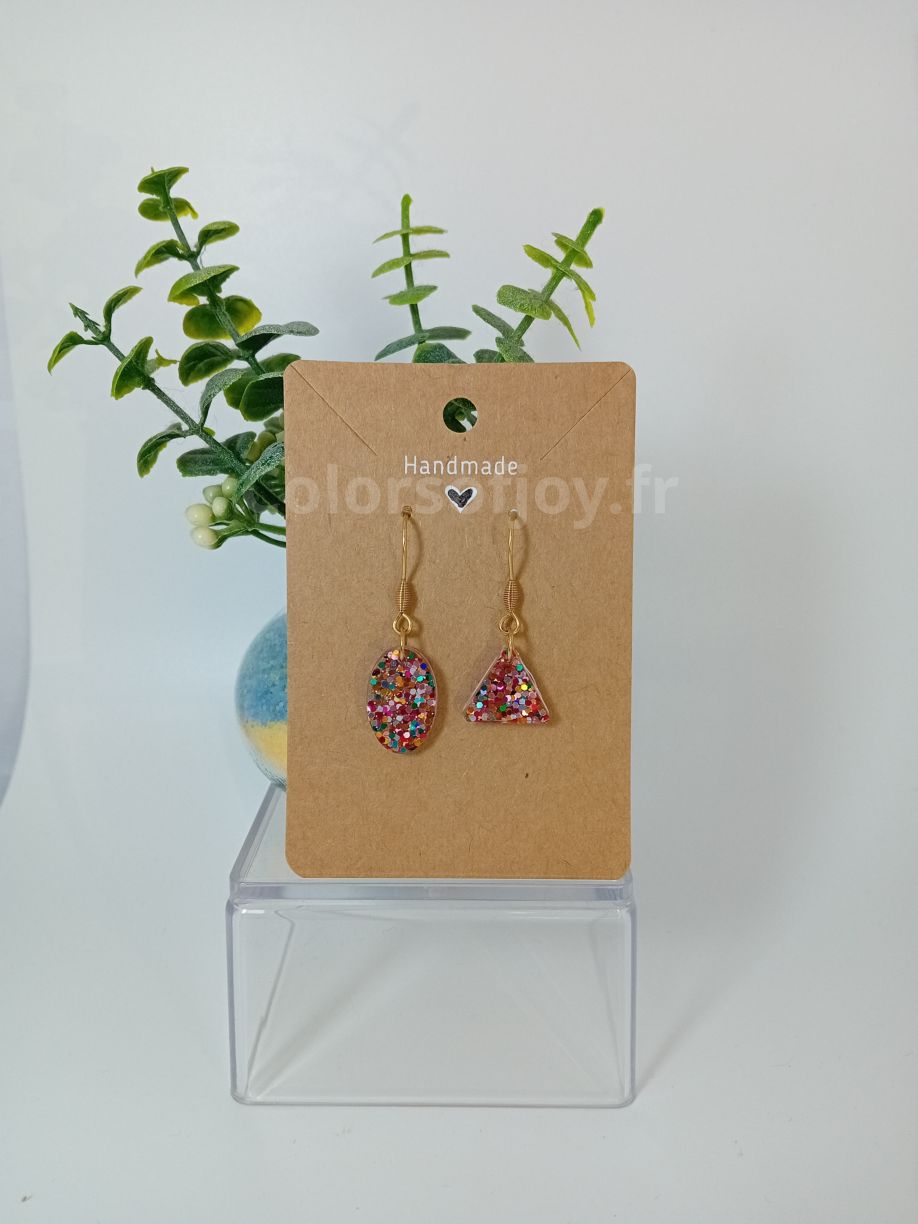Boucles d’oreilles Transparentes à paillettes Multicolores