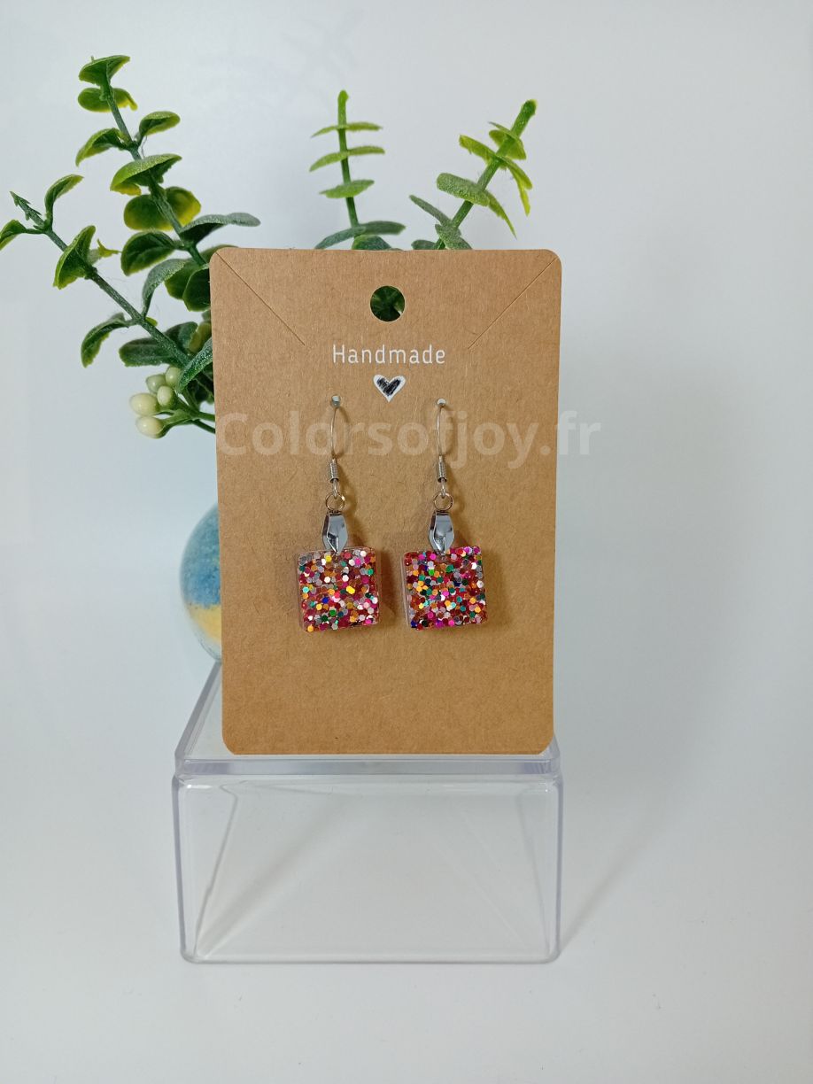 Boucles d’oreilles Transparentes à paillettes Multicolores