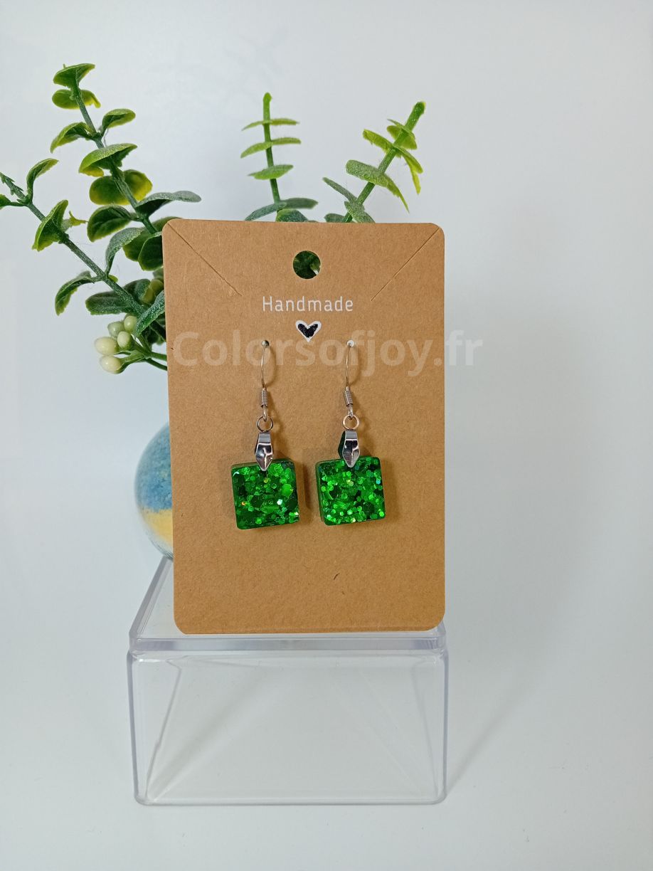 Boucles d’oreilles Vertes à Paillettes