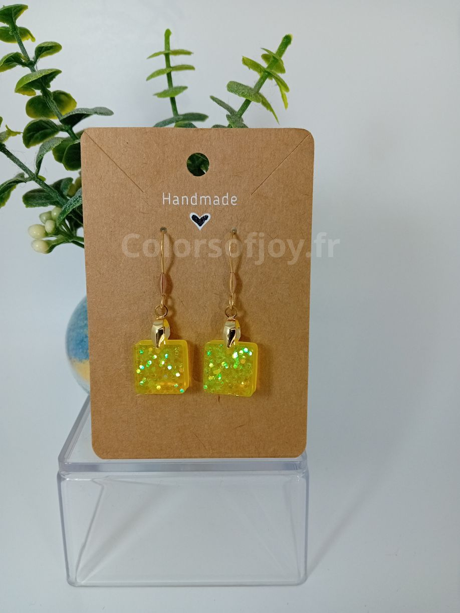 Boucles d’oreilles Jaunes à Paillettes