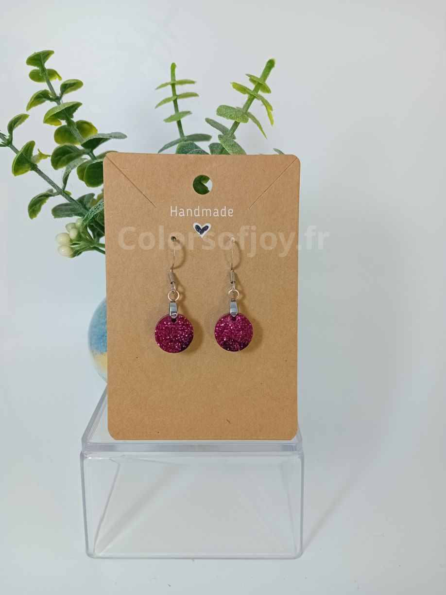 Boucles d’oreilles Roses et Noires à Paillettes
