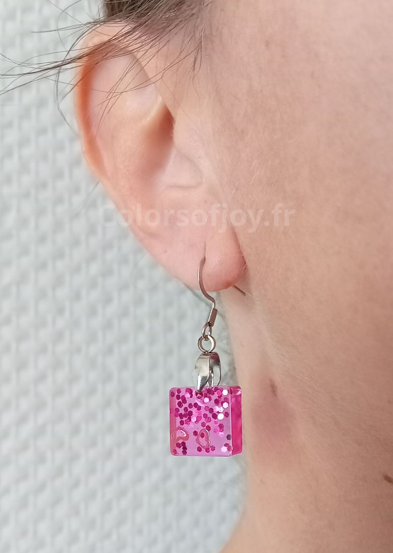 Boucles d’oreilles Roses à Paillettes