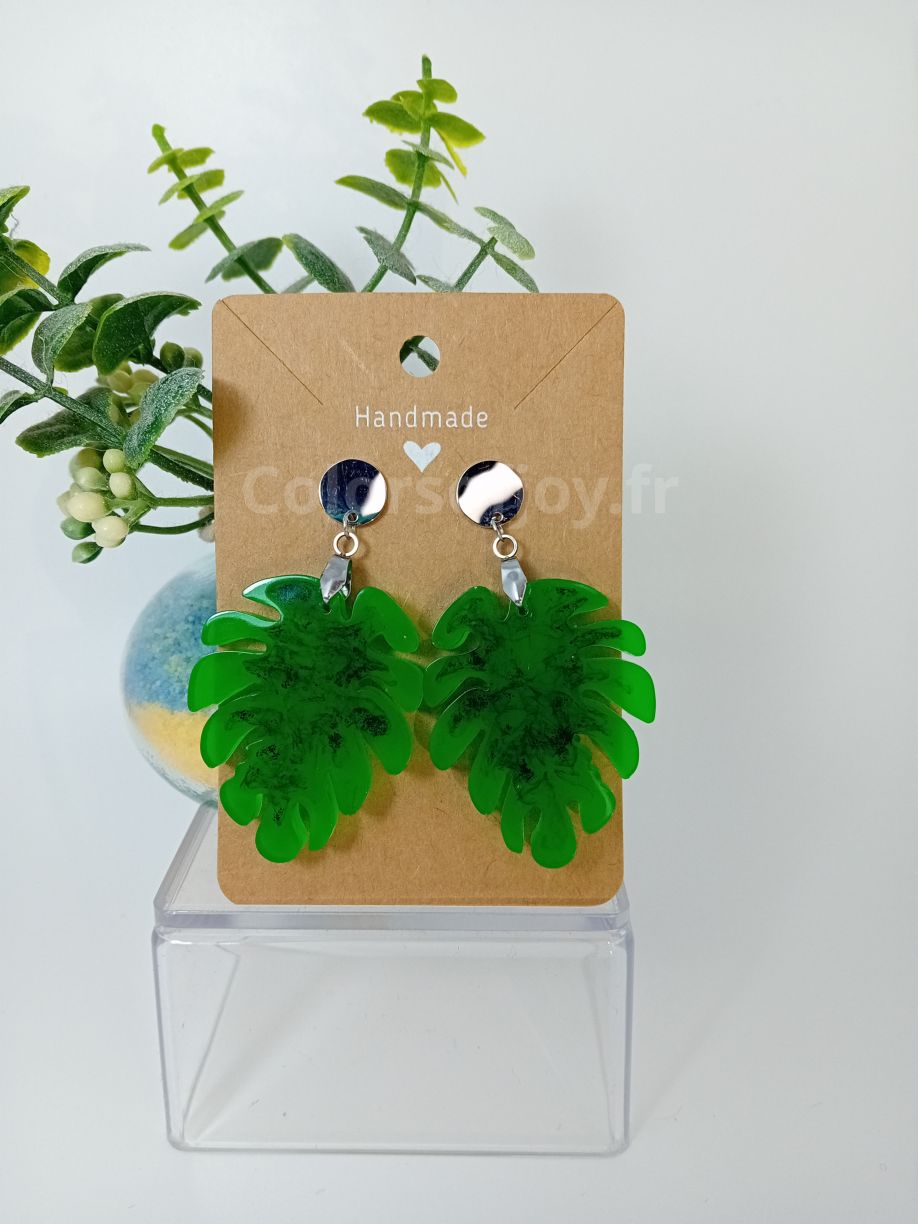 Boucles d’oreilles Vertes et Noires effet fumé