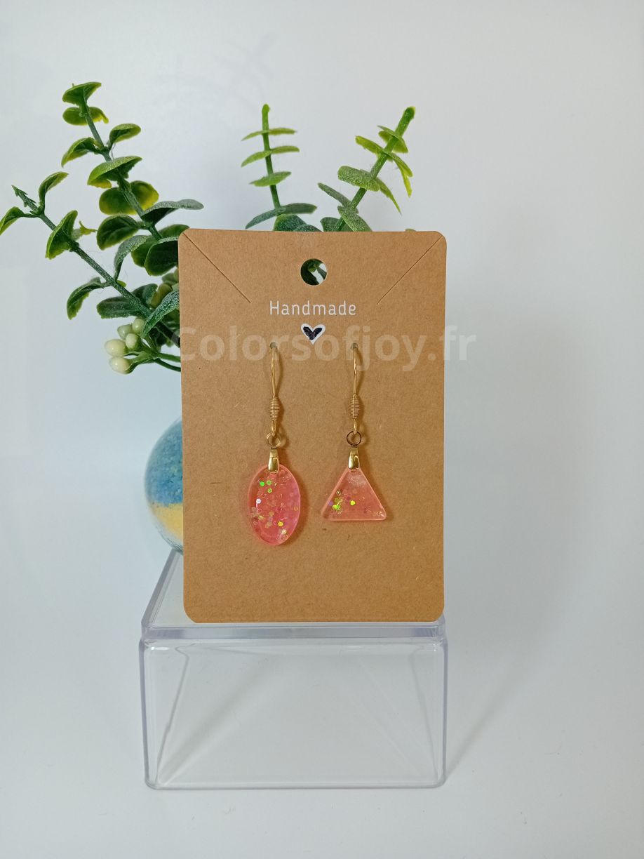 Boucles d’oreilles Roses à Paillettes