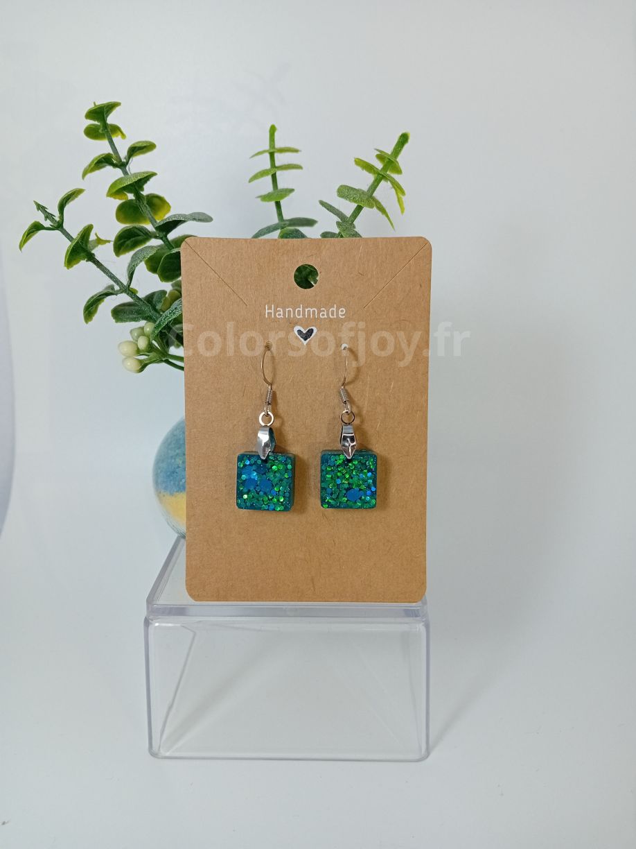 Boucles d’oreilles Turquoises à Paillettes