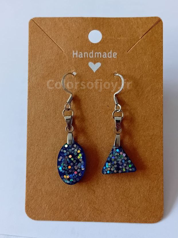 Boucles d’oreilles Bleues à Paillettes