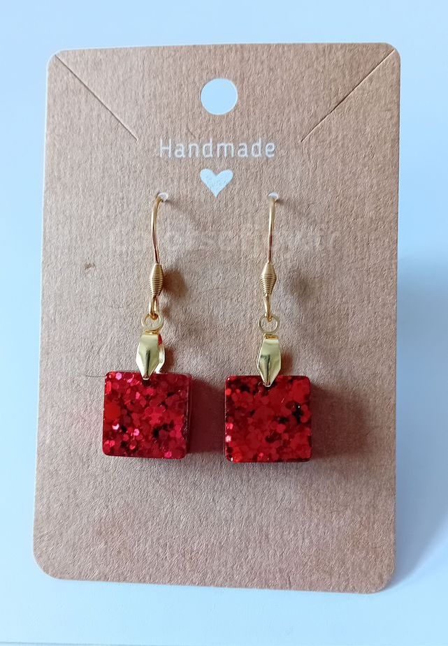 Boucles d’oreilles Rouges à Paillettes